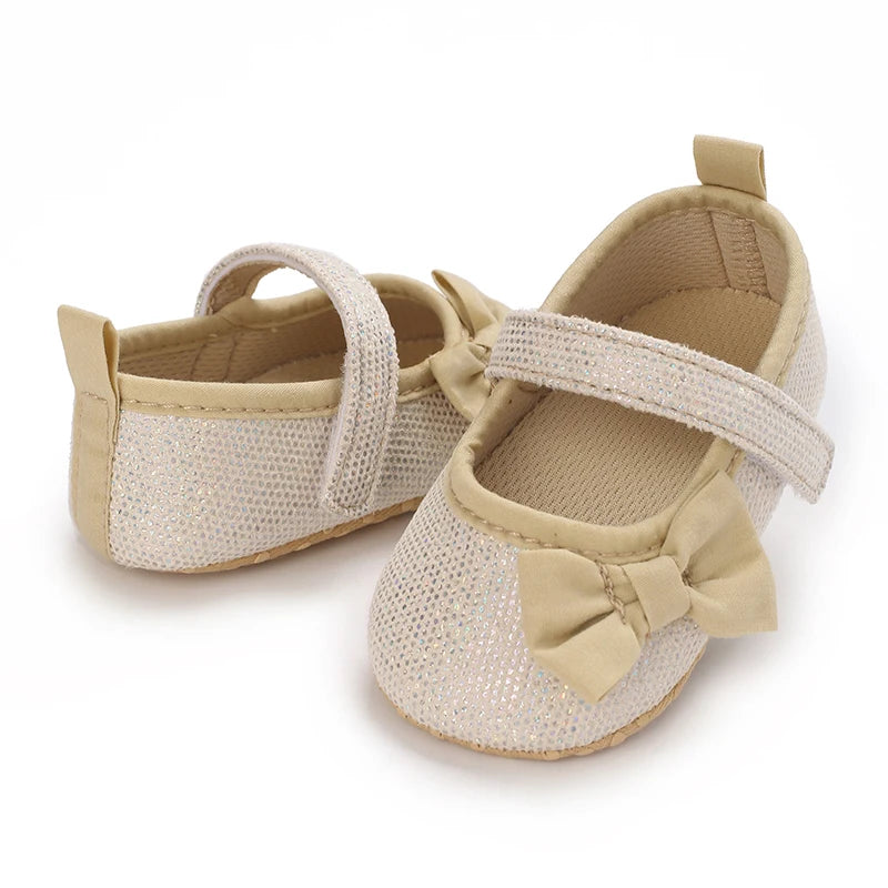 Cute Spring Newborn Golden Baby Shoes Non Slip Cloth Bottom Girl Shoes Elegant Breathable Casual Baby First Walking Shoes 0-18 M