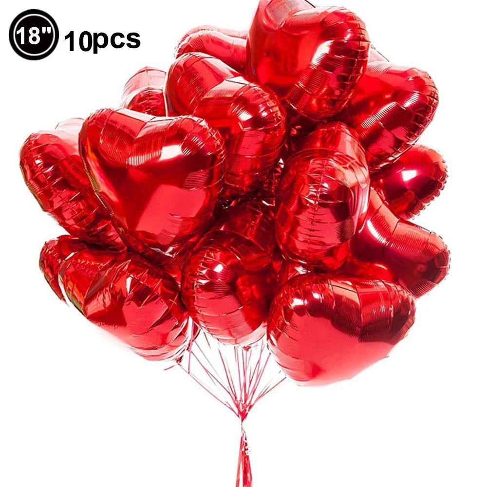 32inch Red 3 Number Balloon Heart Star Foil Balloon Valentine's day Balloon Decorations for Third Anniversary Valentine Party - Idrilay 