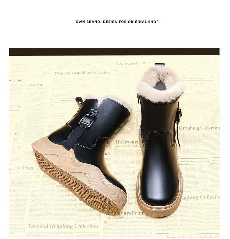 2025 New Fashion Winter Kids Faux Fur Boots for Girls Kids Plush Lining Ankle Boots Non-slip Breathable School Shoes - Idrilay 