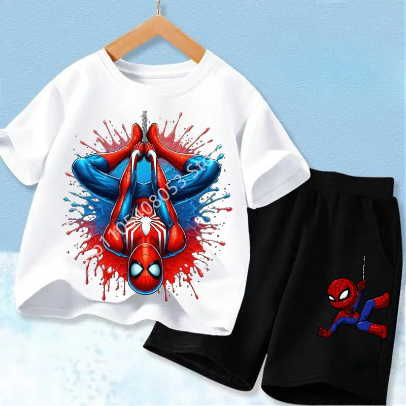 Summer Children Cartoon Spiderman Baby Set Clothing Kids Clothes Children's Short Sleeve T Shirt