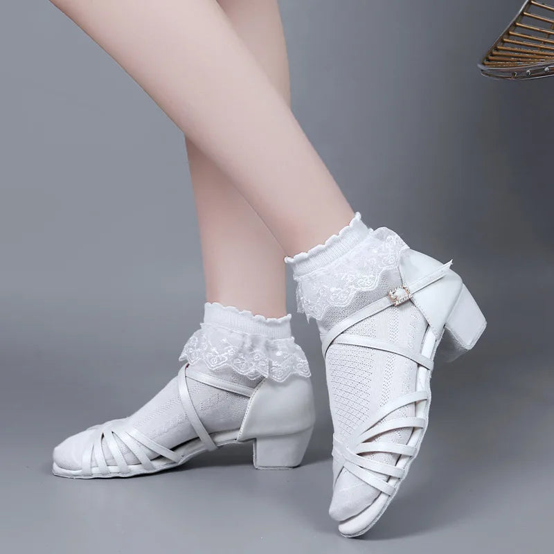 Professional Latin dance shoes, girls' white dance shoes, children's dance shoes, girls' practice shoes, wholesale