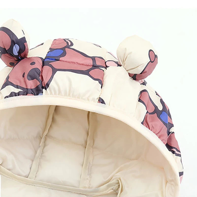 Girls Winter Coat Boy kids Girls Cotton-padded Jacket Character Pattern Baby Hooded Jacket Children Down Jacket