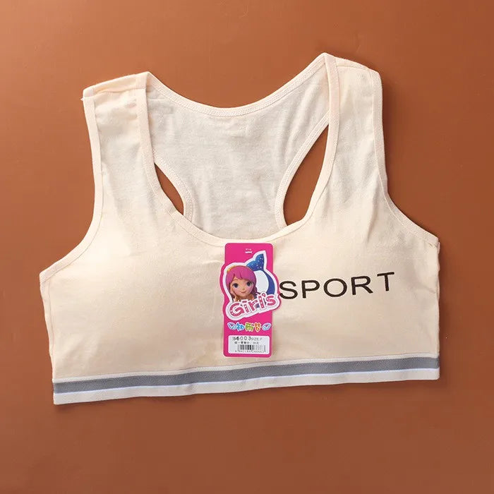 8-18Y Teenage Girls Training Bras Panties Student Kids Cotton Underwear Sets Young Children Padded Bra Vest+Panties Underclothes