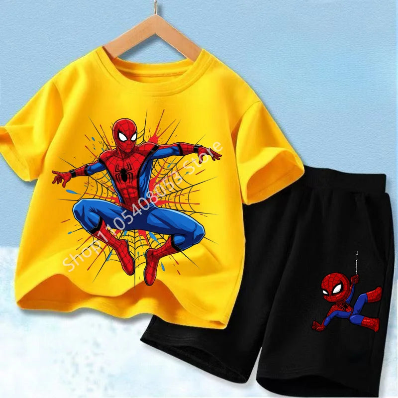Summer Children Cartoon Spiderman Baby Set Clothing Kids Clothes Children's Short Sleeve T Shirt