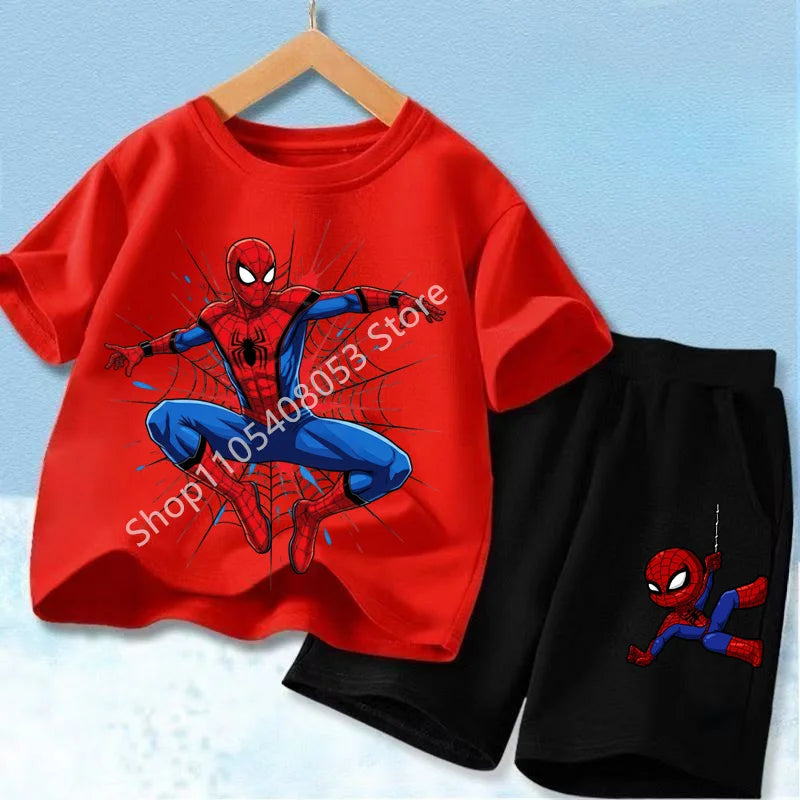 Summer Children Cartoon Spiderman Baby Set Clothing Kids Clothes Children's Short Sleeve T Shirt