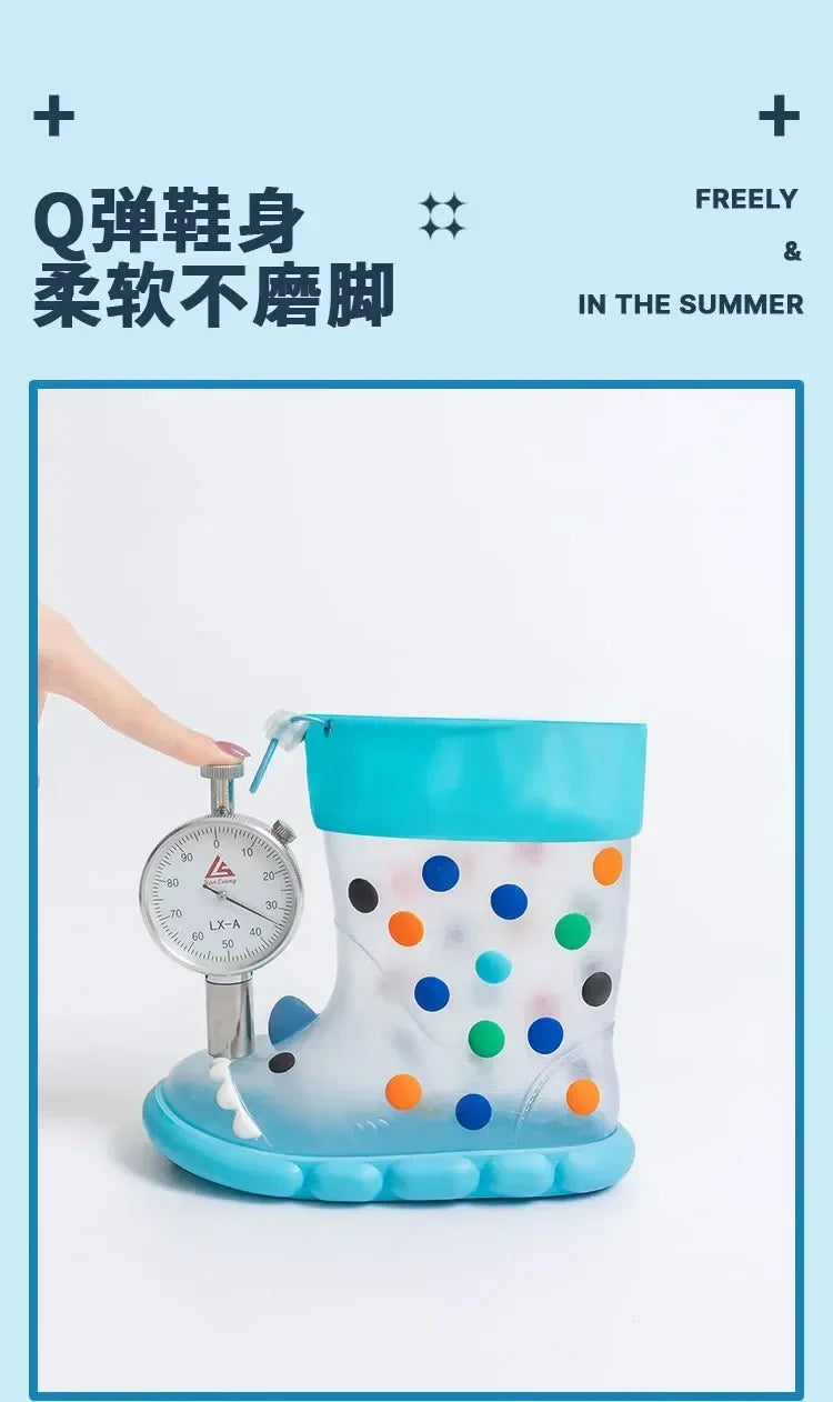 Anti-Slippery Rain Boots Kids Fashion Casual Waterproof Boys Girls Print Cartoon Children PVC Soft Soles Shoes 2023 Summer