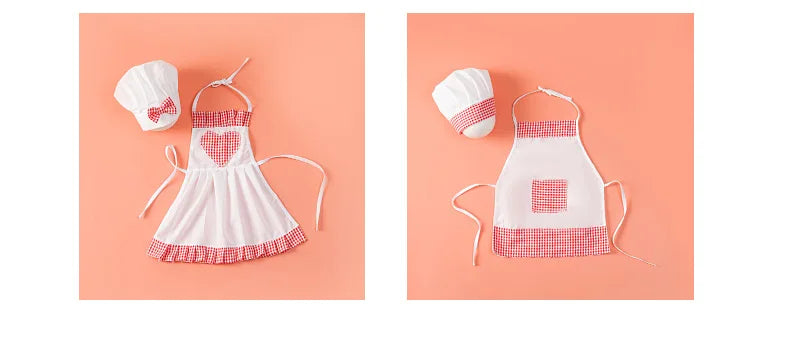 2pcs/set Baby Chef Apron Hat Newborn Photography Props  Kids Costumes  Chef Baby Cook Costume - Idrilay 