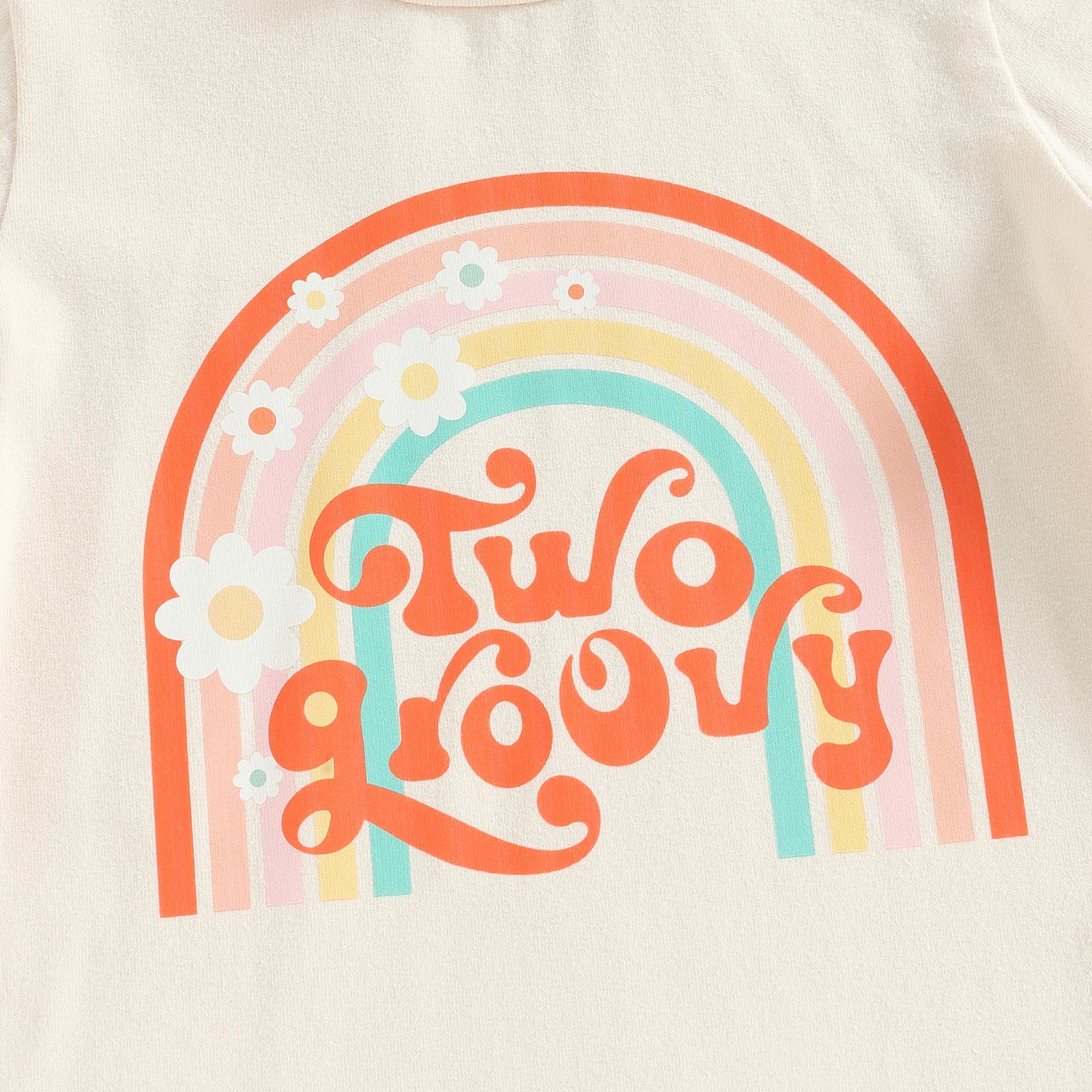 2-3T Toddler Baby Girl Birthday Outfit Groovy One/Two Groovy Romper Shirts Flower Bell Bottoms Headband Boho Clothes