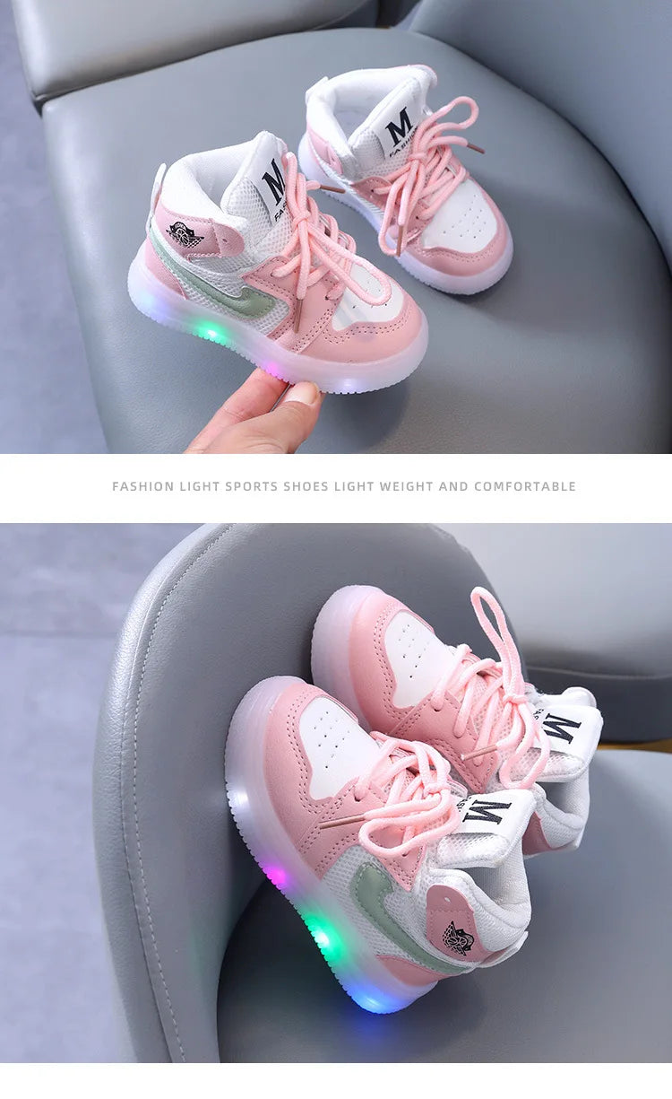Boys Glowing Light Toddler Sneakers Children's Luminous Shoes Little Girls Board Sneakers Girls Shining Light Mesh Casual Shoes