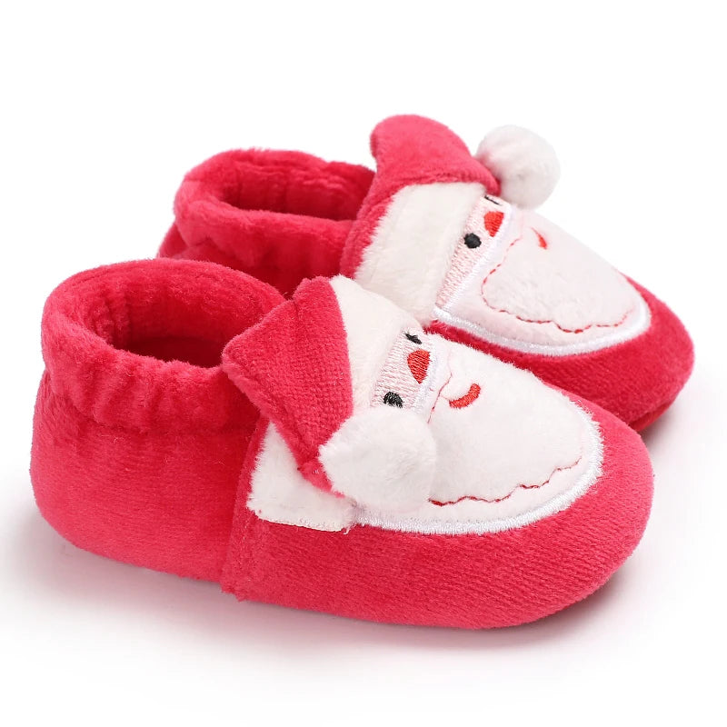 Cute Baby Boy Christmas Boots With Plush Insulation Suitable For 0-1 Year Old Girls Soft Soled and Comfortable Boots The first