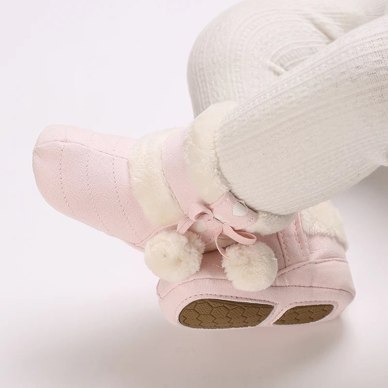 0-18M Lovely Warm Design Baby Girl Boy Toddler First Walkers Baby Shoes Soft Slippers Cute Shoes Winter Non-Slip Baby Warm Shoes