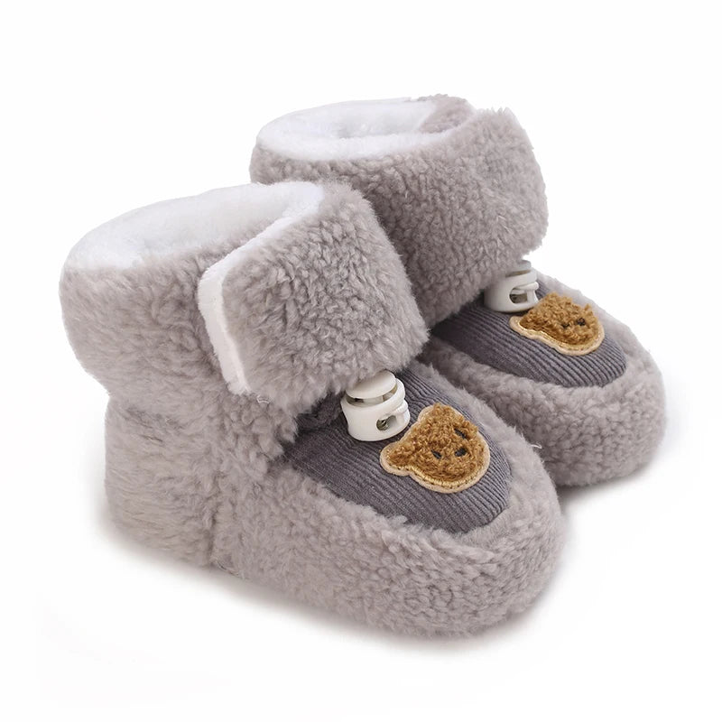 0-18M Lovely Warm Design Baby Girl Boy Toddler First Walkers Baby Shoes Soft Slippers Cute Shoes Winter Non-Slip Baby Warm Shoes