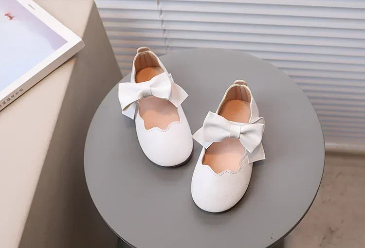 Girls Mary Jane Shoes Children Solid Color Bow Round-toe Bow 2024 New Kids Fashion Soft Moccasin Shoes Baby First Walker Shoes - Idrilay 