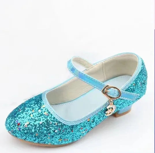 Girls Shoes Children High Heel Glitter Crystal Sandals Fashion Buckle Kids Princess Dance Shoe Student Performance Leather Shoes - Idrilay 