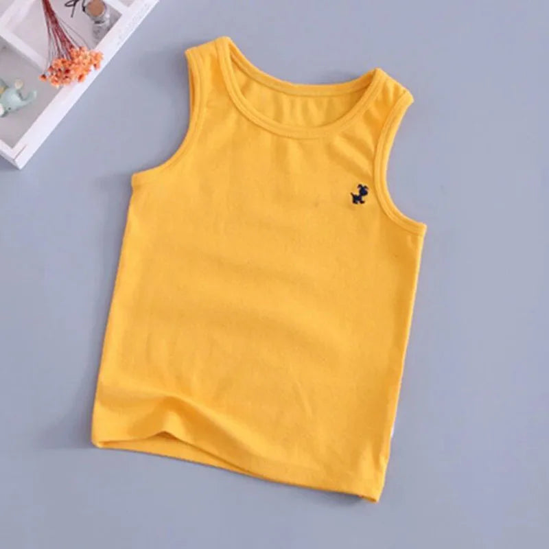 Fashion Children T-shirts for Girls Candy Color Baby Boys Graphic Tee Cotton Vest Tops Kids Summer Clothes Sleeveless T-Shirt - Idrilay 