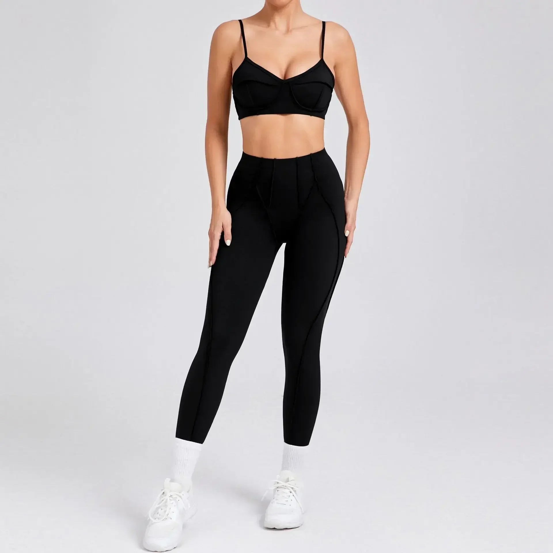 Yoga Sports Fitness Sets High Waist Hip-lifting Trousers Open Back Bra Suit Casual Running Workout Gym Leggings Sexy Sets Women - Idrilay 