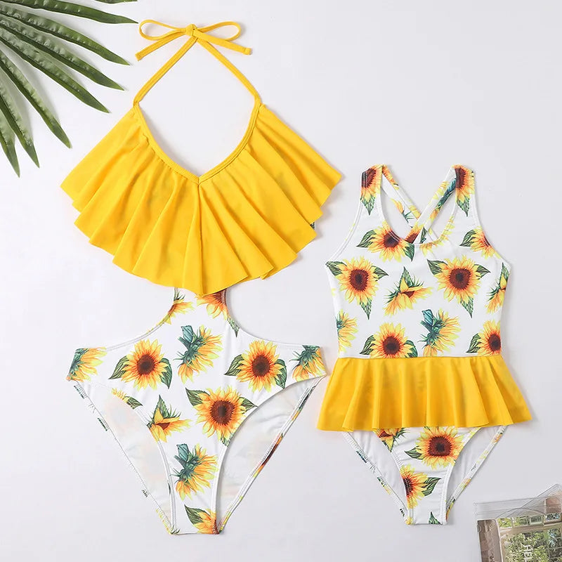 Mother Kids Girls Swimsuit Swimming Clothing Women Beach Bikini Bathing Suit Family Matching Swimwear Mummy Daughter Beachwear