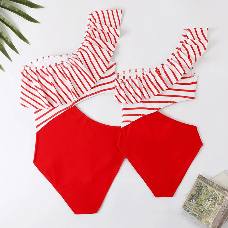 Mother Kids Girls Swimsuit Swimming Clothing Women Beach Bikini Bathing Suit Family Matching Swimwear Mummy Daughter Beachwear