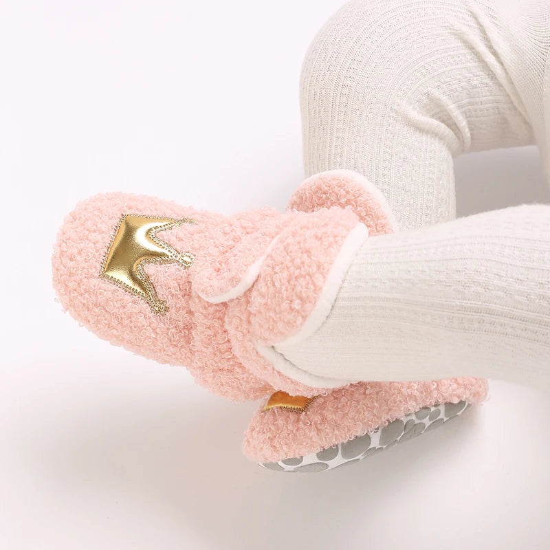 0-18M Lovely Warm Design Baby Girl Boy Toddler First Walkers Baby Shoes Soft Slippers Cute Shoes Winter Non-Slip Baby Warm Shoes