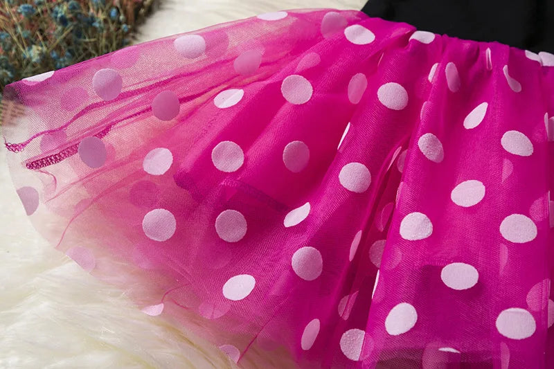 Mickey Minnie Mouse Baby Girls Cosplay Costume Kids Fancy Polka Dot Dress Princess Dress Children Birthday Party Clothing Gift