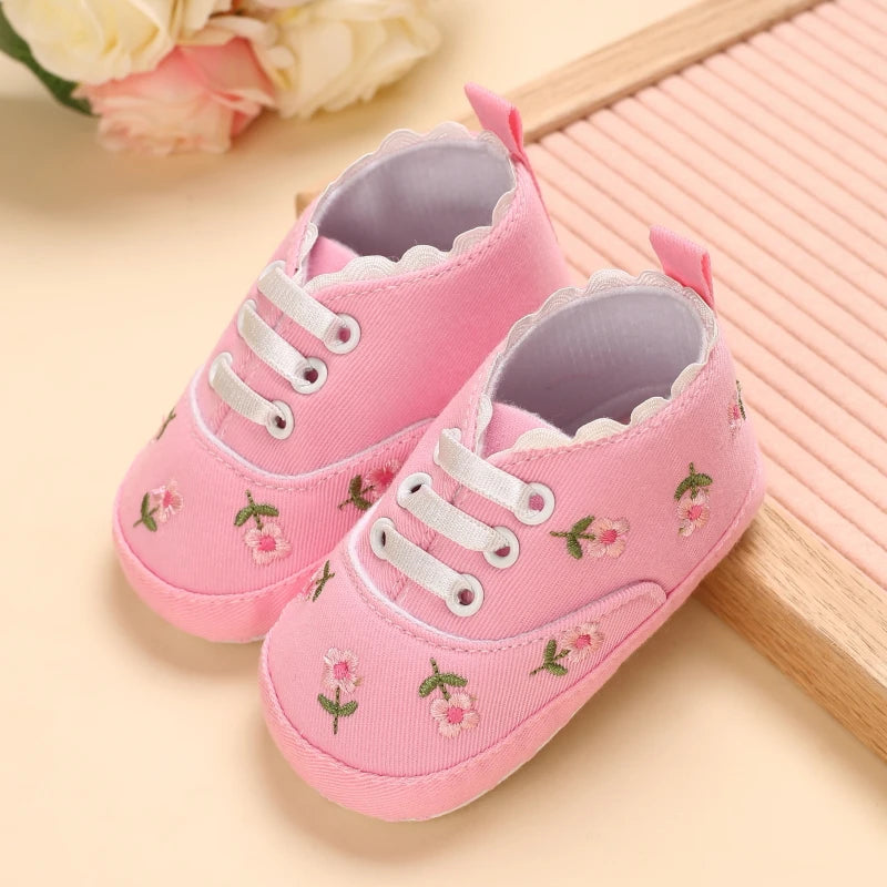 Baby Girl Shoes White Lace Floral Embroidered Soft Shoes Prewalker Walking Toddler Kids Shoes First Walker