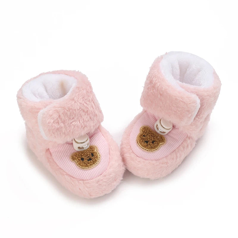 0-18M Lovely Warm Design Baby Girl Boy Toddler First Walkers Baby Shoes Soft Slippers Cute Shoes Winter Non-Slip Baby Warm Shoes