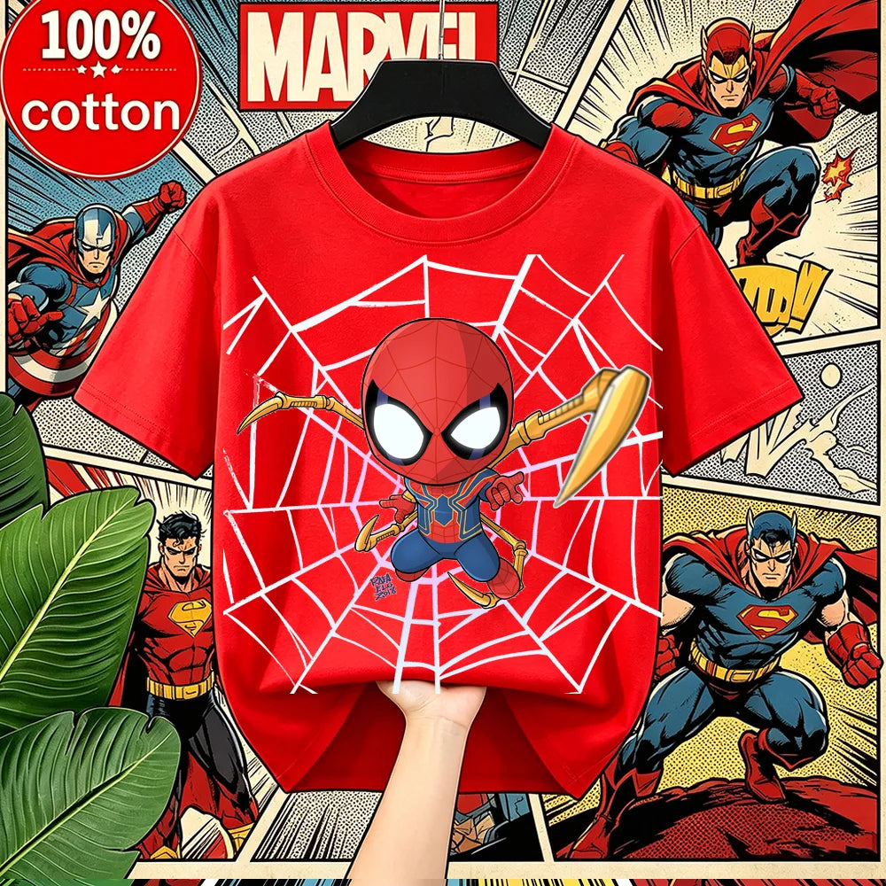 Boys Spiderman Clothes Girls Spider-Man Graphic T-Shirt Ages 3-14 Summer Marvel Kids Casual Tops