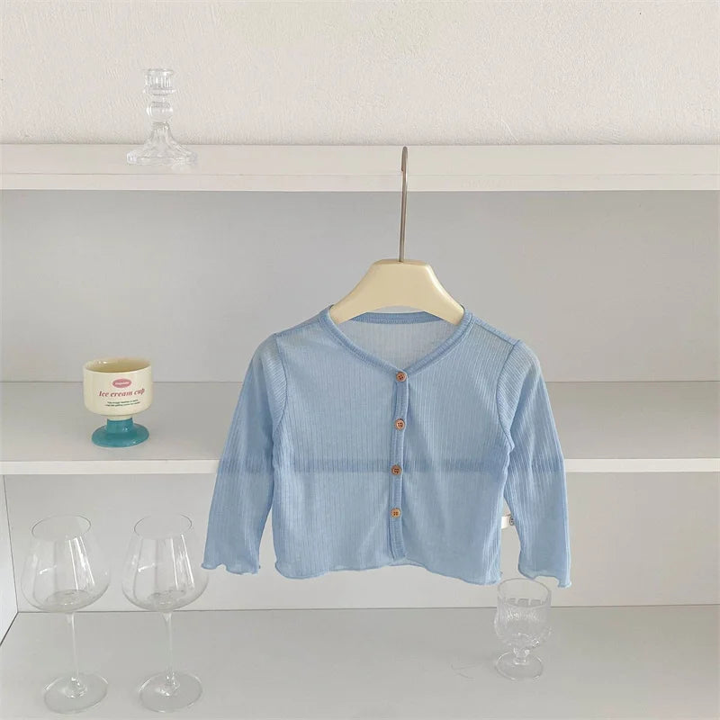 Summer Korean Children Clothing Breathable Soft Kids Casual Coat Baby Toddler Sunscreen Thin Cardigan Toddler Girls Boys Outwear