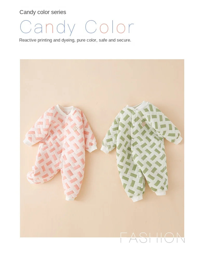 Baby Bodysuit Warm Cotton Outerwear Baby Underwear with Cotton Cladding Creeper Newborn Clothing Spring and Autumn