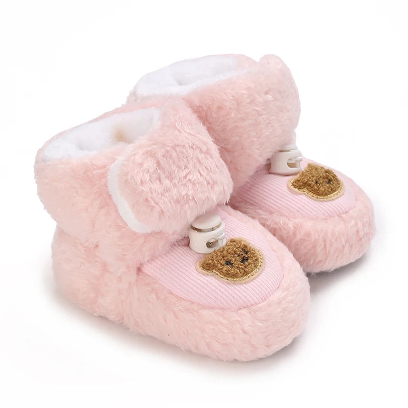 0-18M Lovely Warm Design Baby Girl Boy Toddler First Walkers Baby Shoes Soft Slippers Cute Shoes Winter Non-Slip Baby Warm Shoes