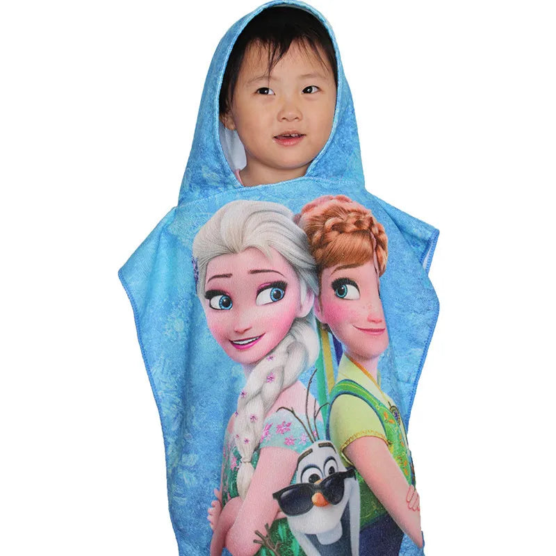 60*120 CM Baby Boys Girls Cartoon Mickey Cars Print Children Hooded Bath Towels Cloak Dry Absorbent Microfiber Bathrobes Pajamas