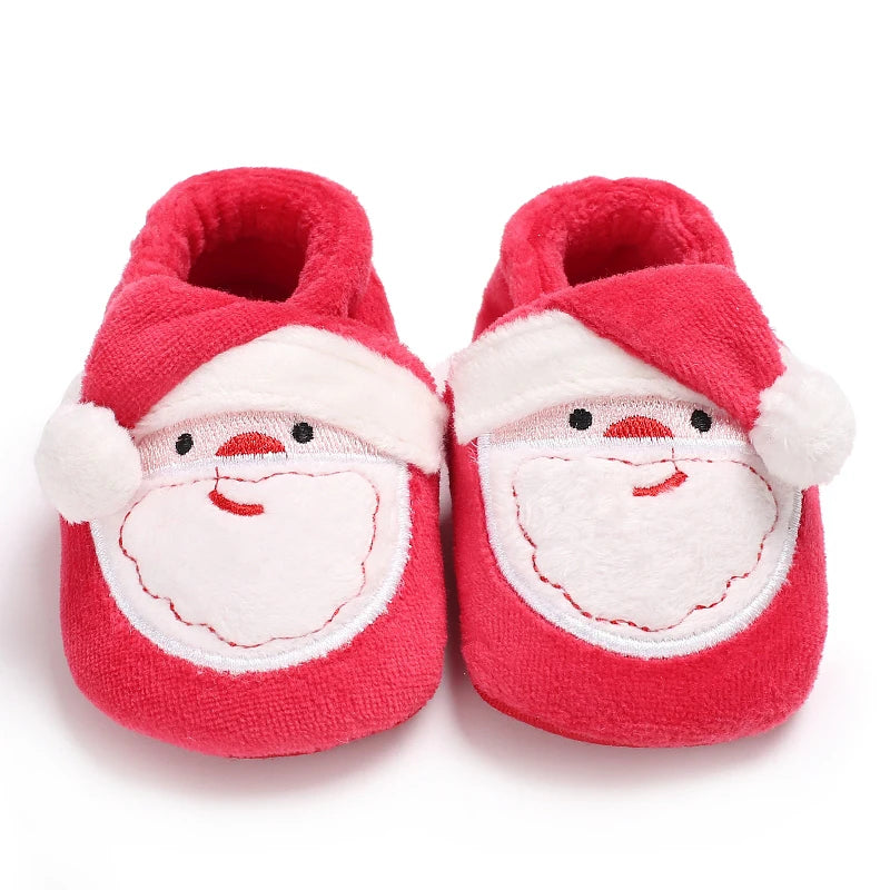 Cute Baby Boy Christmas Boots With Plush Insulation Suitable For 0-1 Year Old Girls Soft Soled and Comfortable Boots The first