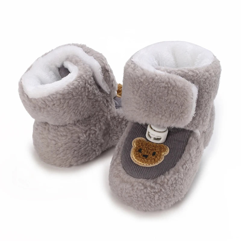 0-18M Lovely Warm Design Baby Girl Boy Toddler First Walkers Baby Shoes Soft Slippers Cute Shoes Winter Non-Slip Baby Warm Shoes