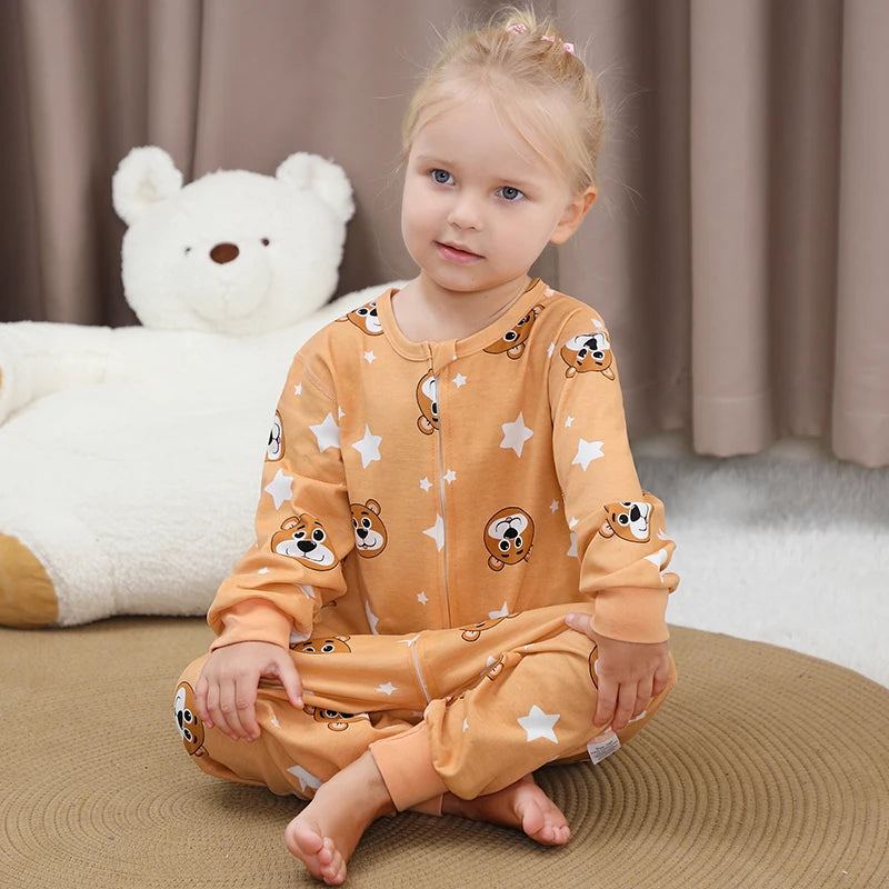 MICHLEY Spring Cotton Sleeping Bag Baby Sack Cartoon Sleepsack Pajamas Long Sleeve Sleepwear For Girls Boys Children 6M-6T