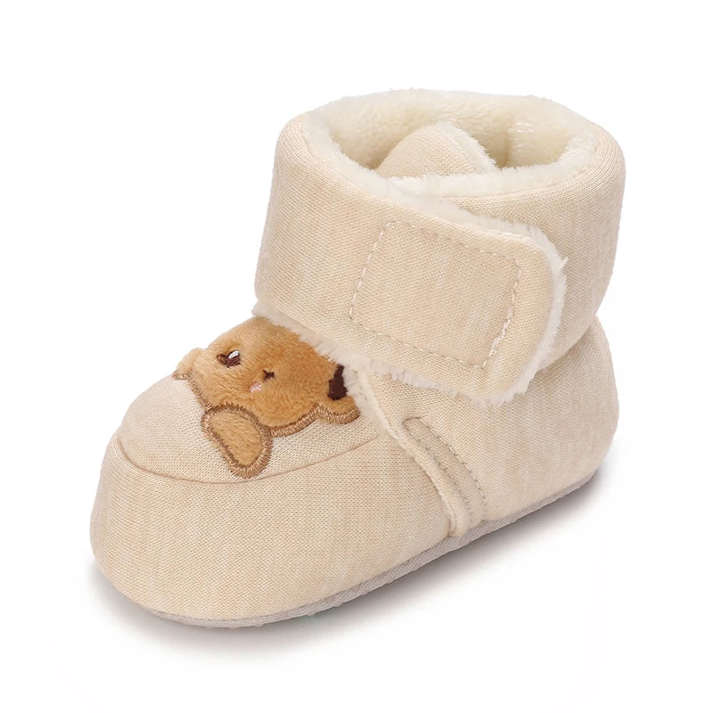 0-18M Lovely Warm Design Baby Girl Boy Toddler First Walkers Baby Shoes Soft Slippers Cute Shoes Winter Non-Slip Baby Warm Shoes