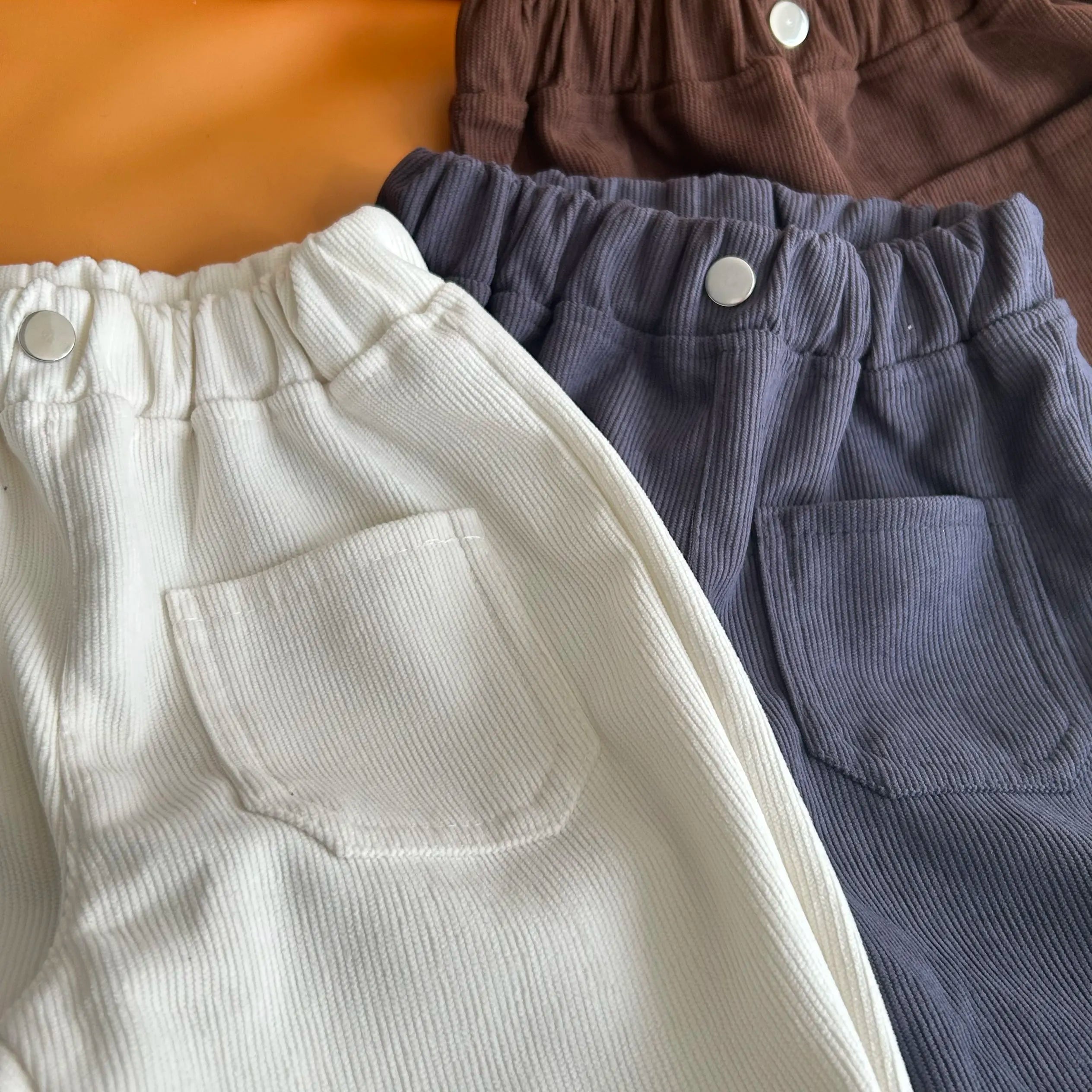 Fashion children's clothing Autumn Winter Kids solid color Corduroy pants Boys soft loose Trousers Girls all-match casual pants - Idrilay 