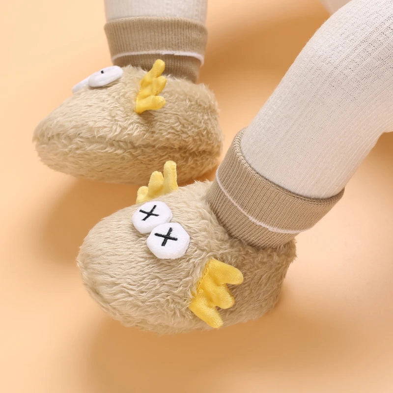 0-18M Lovely Warm Design Baby Girl Boy Toddler First Walkers Baby Shoes Soft Slippers Cute Shoes Winter Non-Slip Baby Warm Shoes