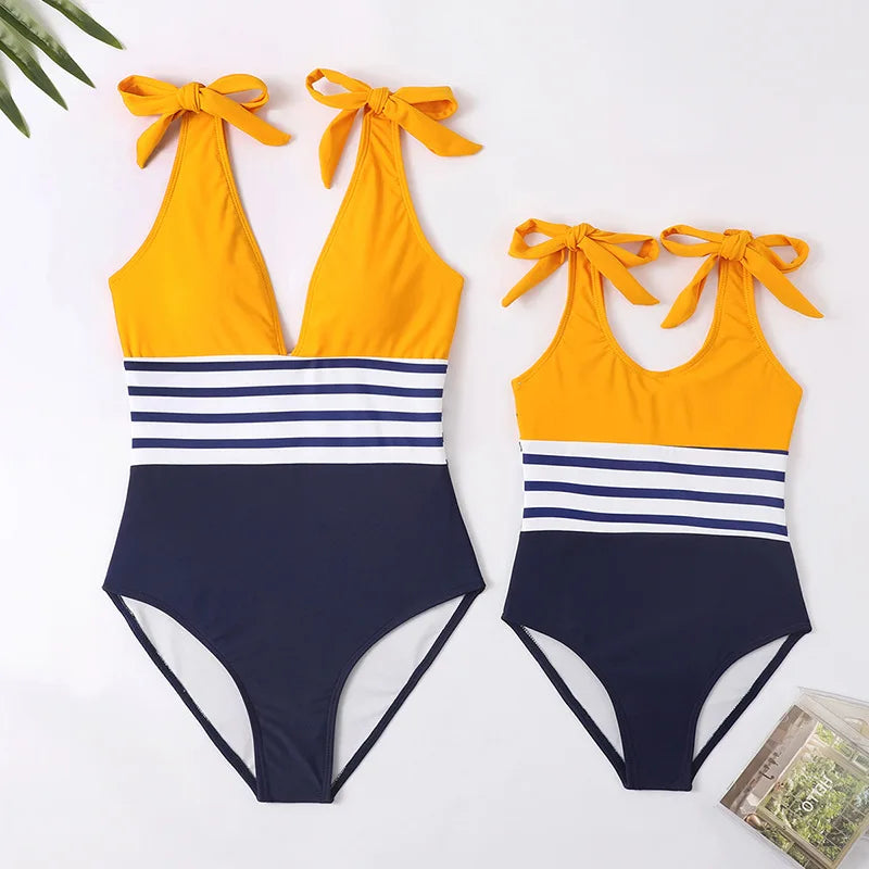 Mother Kids Girls Swimsuit Swimming Clothing Women Beach Bikini Bathing Suit Family Matching Swimwear Mummy Daughter Beachwear