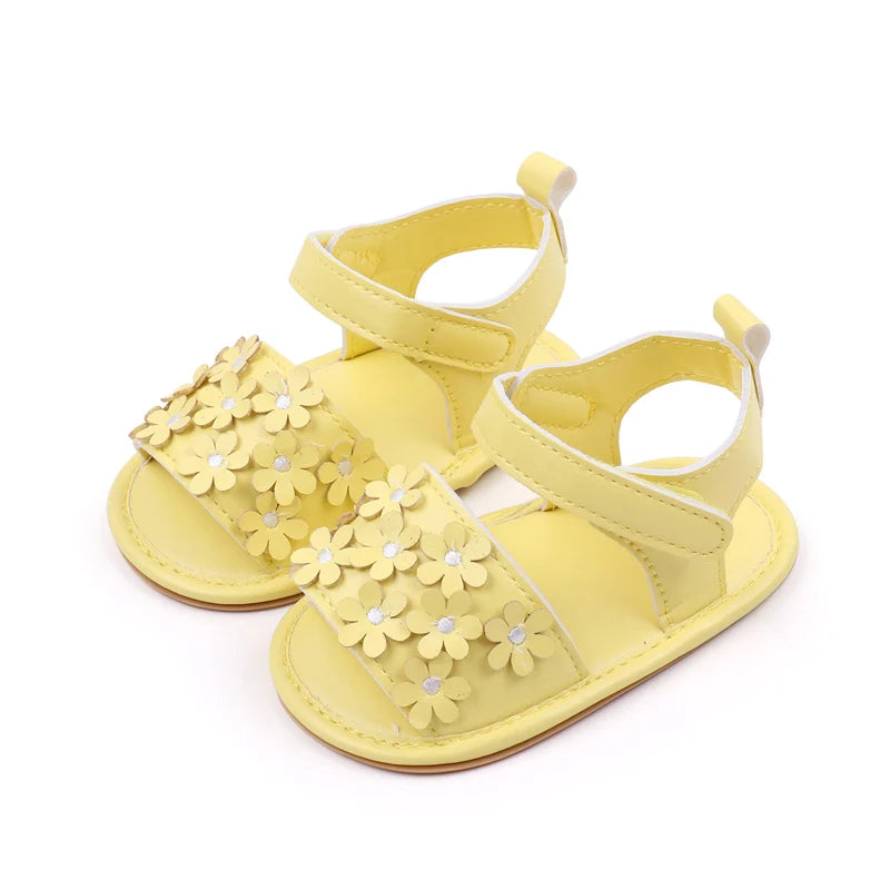 Baby Girl Shoes Cute Flowers Beautiful Sandals Summer Walking Infant Shoes 2024 New Fashion High Quality PU and TPR BHX3195