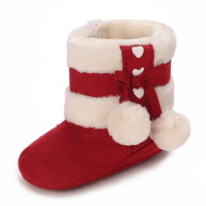 0-18M Lovely Warm Design Baby Girl Boy Toddler First Walkers Baby Shoes Soft Slippers Cute Shoes Winter Non-Slip Baby Warm Shoes