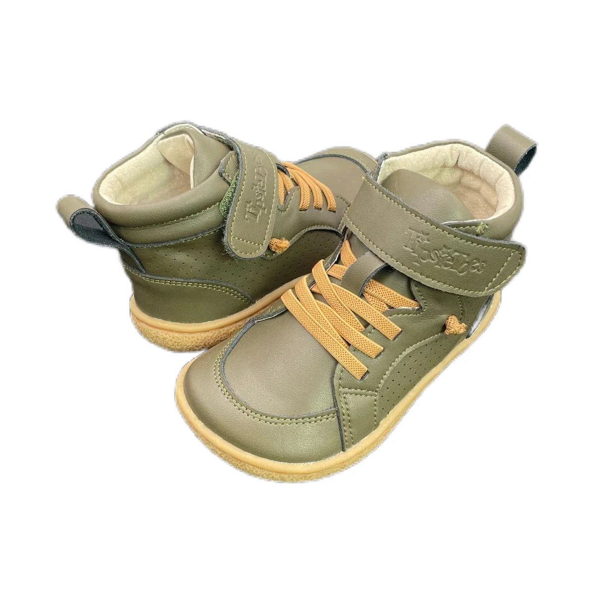 Tipsietoes Spring Autumn Genuine Leather Boots For Girls Boys Kid Barefoot Sneaker Leather Linning Light Weight Elastic Strape