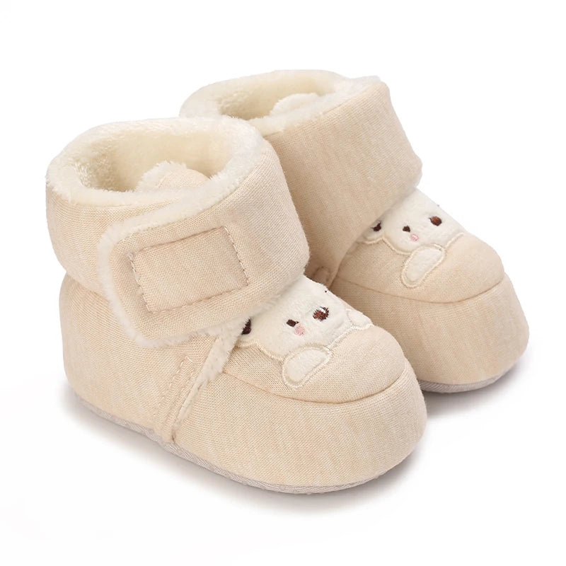 0-18M Lovely Warm Design Baby Girl Boy Toddler First Walkers Baby Shoes Soft Slippers Cute Shoes Winter Non-Slip Baby Warm Shoes