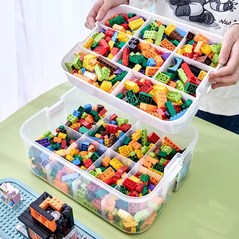 Lego Organizer Storage Box Kids Building Blocks Storage Boxes Adjustable Lego-Compatible Container Grid Children Toy Organizer