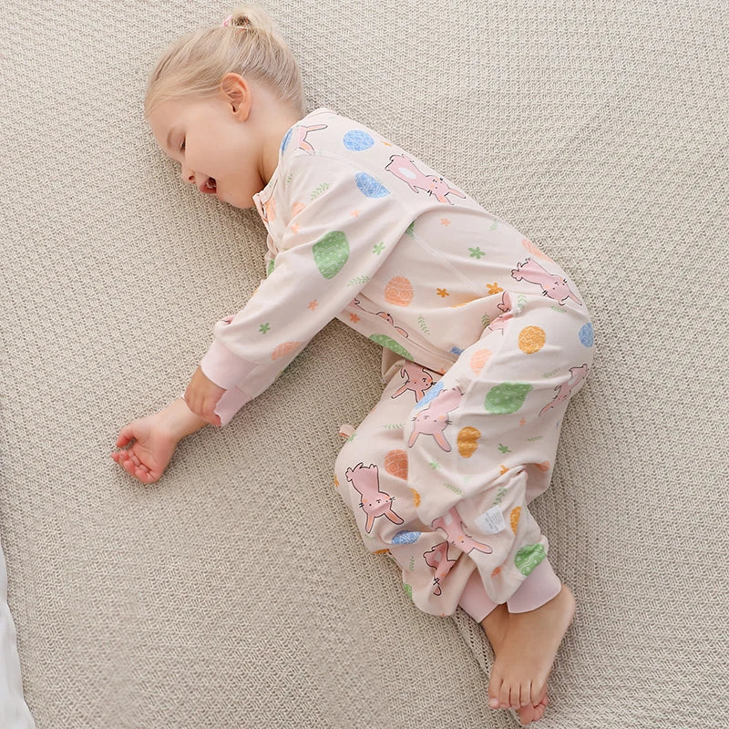 MICHLEY Spring Cotton Sleeping Bag Baby Sack Cartoon Sleepsack Pajamas Long Sleeve Sleepwear For Girls Boys Children 6M-6T