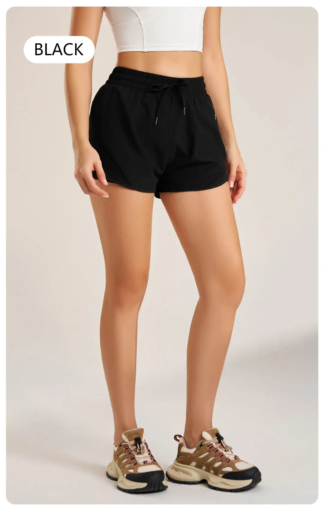 Sports shorts women's yoga fitness high waist loose three-quarter pants high elastic quick-drying breathable anti-glare - Idrilay 