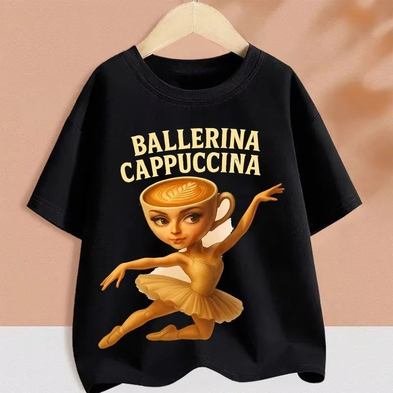2025 Kids Clothes Funny Italian Brainrot T Shirt Cartoon Graphics Casual Vintage Boys Girls Short Sleeve Top Children's Clothing