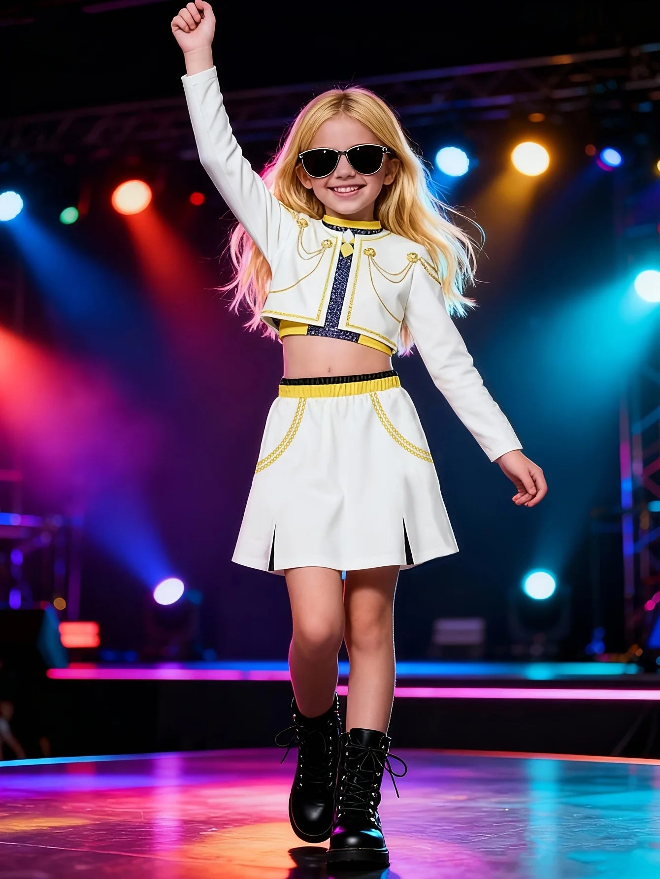 Children's Clothing Girls' Spring and Summer Outfit K-Pop Star Rumi Milazzo Cosplay Costume Zoey Rumi Kids Halloween Christmas Clothes Short Long-Sleeved Top with Short Skirt Two-Piece Set - Idrilay 