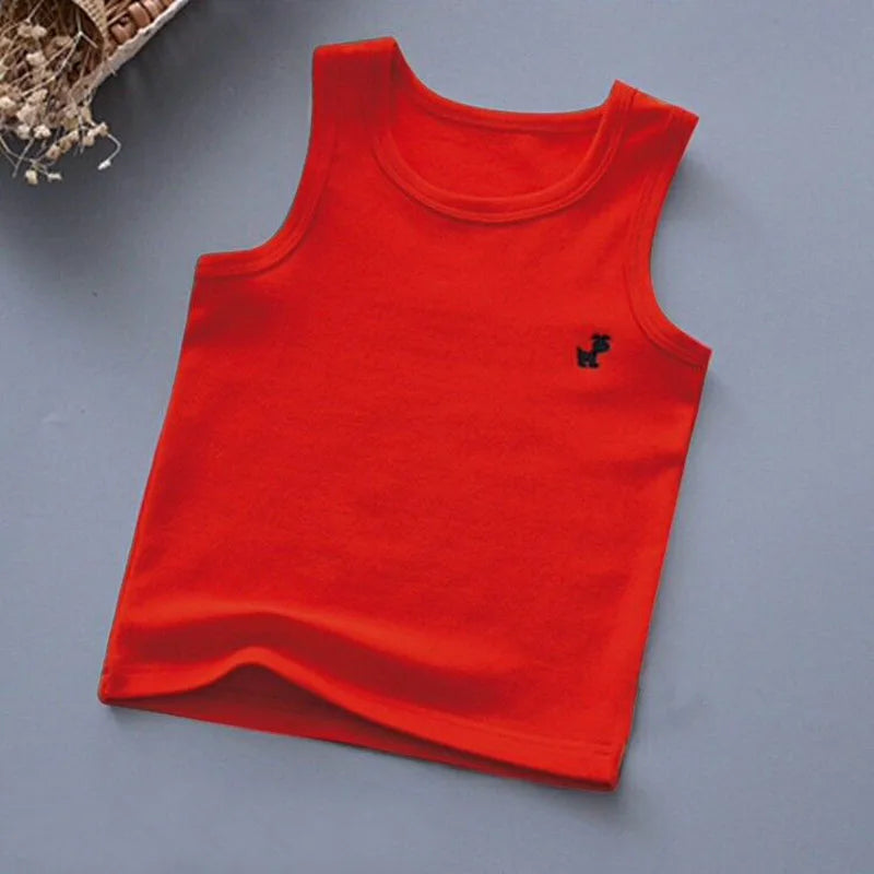 Fashion Children T-shirts for Girls Candy Color Baby Boys Graphic Tee Cotton Vest Tops Kids Summer Clothes Sleeveless T-Shirt - Idrilay 