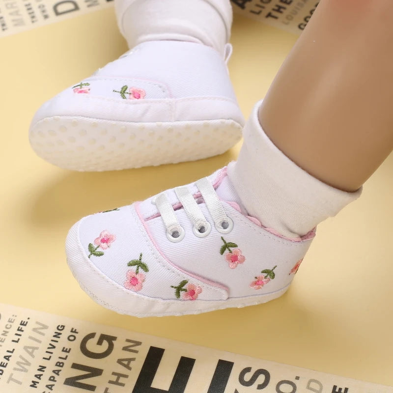 Baby Girl Shoes White Lace Floral Embroidered Soft Shoes Prewalker Walking Toddler Kids Shoes First Walker