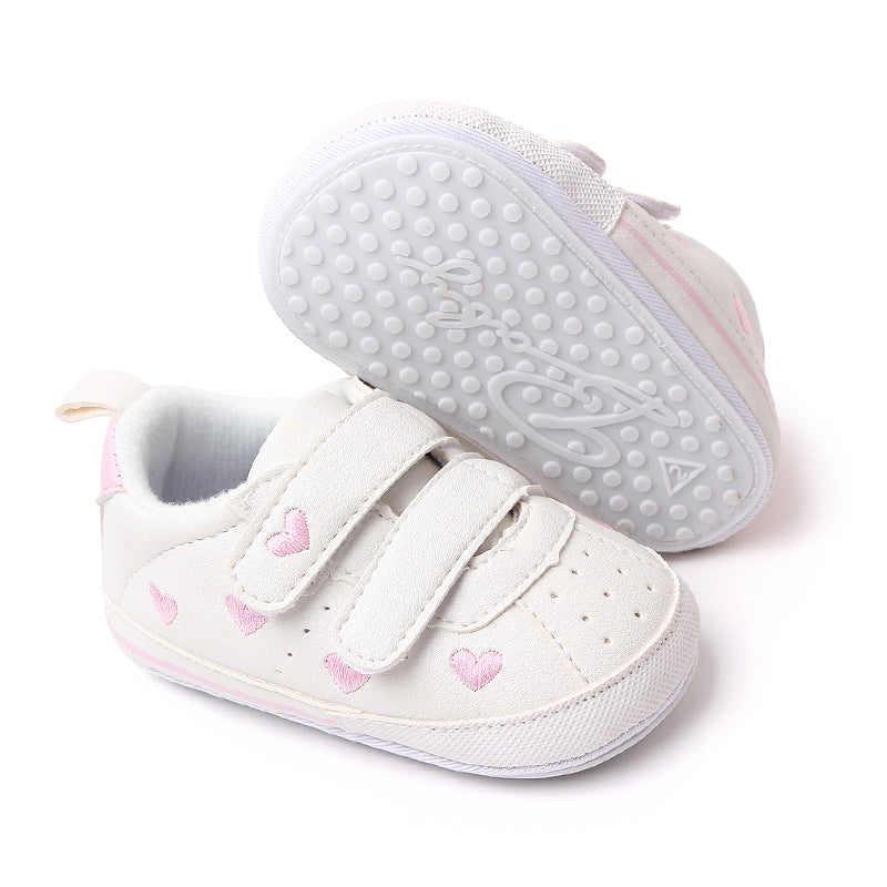 Baby Sneaker PU Leather Heart Star Non-slip Flats First Walking Shoes for Girls Boys